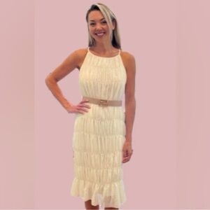 Elegant Cream Sleeveless Dress